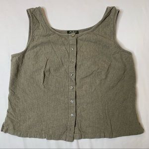 Eddie Bauer Linen Blend Button Front Tank Top